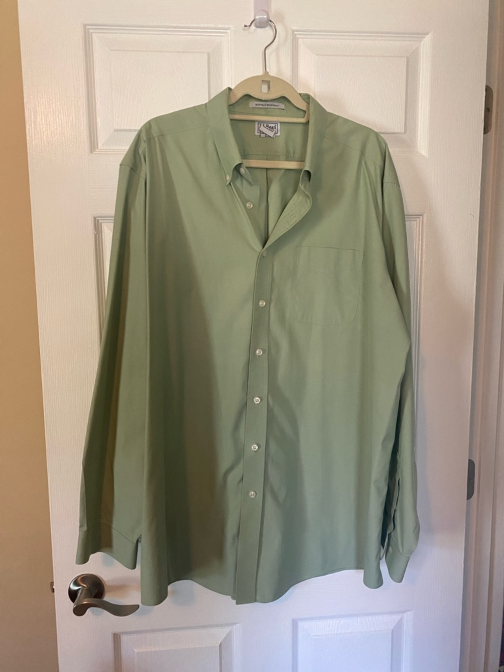 L.L. Bean Wrinkle Resistant Dress Shirt Mens 18-37 XL Tall Green